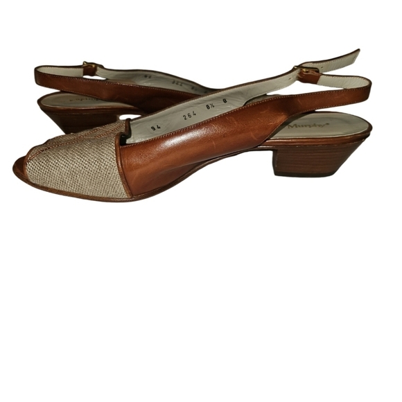 Johnson & Murphy VTG Peep Toe Sling Back 60s All Leather Italy 8.5 - Picture 2 of 8